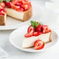 Slice of strawberry cheesecake