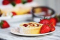 Slice of Strawberry Shortcake Sponge or Roulade Cake Roll Royalty Free Stock Photo