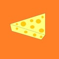 Slice of tasty cheese with holes