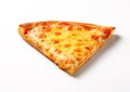 Slice of tasty margarita four cheese pizza on white.Macro.AI Generative