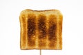 Slice of toast white bread toasted close up shot isolated on white Royalty Free Stock Photo