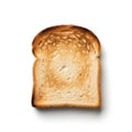 A slice of toasted bread on a white background Royalty Free Stock Photo