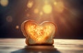 Slice toasted heart bread food. Generate Ai