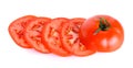 Slice tomato on the white background