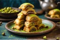 A Slice of Turkish Delight: Tempting Baklava Dessert - Generative AI