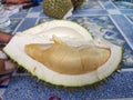 A slice of \'Udang Merah\' durian.