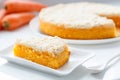 Slice of vegan carrot cake with crispy crumb Royalty Free Stock Photo