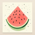 Minimalistic Watermelon Slice Illustration Playful And Colorful Vintage Poster Design