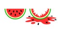 Slice of watermelon - fruit is full half or eaten and damaged Royalty Free Stock Photo