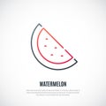 Slice of watermelon isolated on white background Summer fruit emblem. Royalty Free Stock Photo