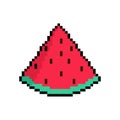 Slice of watermelon pixel art. 8 bit Red melon vector illustration Royalty Free Stock Photo