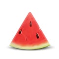 Slice of watermelon. Vector 3d realistic ripe fresh fruit watermelon piece isolated on white background. Illustration of juicy red Royalty Free Stock Photo