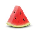 Slice of watermelon. Vector 3d realistic ripe fresh fruit watermelon piece isolated on white background. Illustration of juicy red Royalty Free Stock Photo