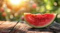 Slice of Watermelon on Wooden Table Royalty Free Stock Photo