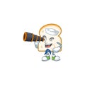 Slice white bread with mascot sailor holding binocular.