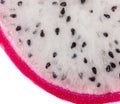 slice of white dragon fruit very large and close in detail close-up. fruit background. pattern. Chacam. Pitaya. Royalty Free Stock Photo