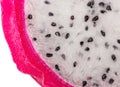 slice of white dragon fruit very large and close in detail close-up. fruit background. pattern. Royalty Free Stock Photo