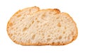 Slice of white wheat bread closeup cutout. Hunch of wholegrain bread isolated on a white background. Bread baking home recipe. Royalty Free Stock Photo