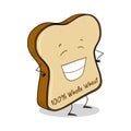 Whole wheat bread slice cartoon on white background