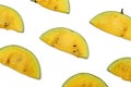 Slice of yellow watermelon on white background Royalty Free Stock Photo