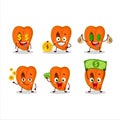 Slice of zapote cartoon character with cute emoticon bring money