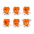 Slice of zapote cartoon character with various angry expressions