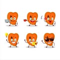 Slice of zapote cartoon character with various types of business emoticons