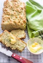 Slice of zucchini bread with butter Royalty Free Stock Photo