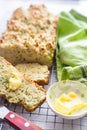 Slice of zucchini bread with butter Royalty Free Stock Photo