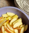 Sliced apples and dehydrator