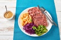 Sliced aspic of beef tongue with salad Royalty Free Stock Photo