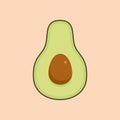 sliced avocado flat design vector illustration