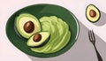 Sliced Avocado and Avocado Halves on a Plate Royalty Free Stock Photo