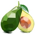 Sliced Avocado, Illustration of Fruit. Polygonal Art