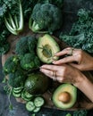 Sliced avocado on plain background Royalty Free Stock Photo