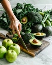 Sliced avocado on plain background Royalty Free Stock Photo