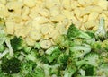 Sliced baby corn and broccoli