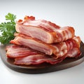 Hyper-realistic Bacon Stack On Wooden Board - Low Resolution Art