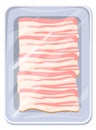 Sliced bacon package. Raw pork meat in plastic bag