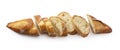 A sliced baguette placed on a white background Royalty Free Stock Photo