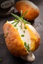 Sliced Baked Jacket Potato With Sour Cream