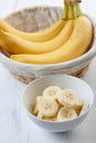 Sliced banana in bowl Royalty Free Stock Photo