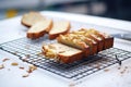 sliced banana bread on a cooling rack Royalty Free Stock Photo