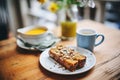 sliced banana bread with a cup of coffee Royalty Free Stock Photo