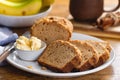 Sliced Banana Nut Loaf Cake on a Plate Royalty Free Stock Photo