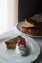 Sliced of Basque Burnt Cheese Cake, a Spanish Traditional Cheesecake. Baked at a High Temperature, Light and Scorched and