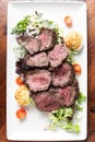 Sliced beef steak salad Royalty Free Stock Photo