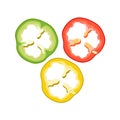 Sliced bell pepper red, green and yellow Royalty Free Stock Photo