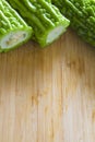 Sliced Bitter melon bitter gourd close up