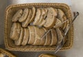 Sliced black bread in a wicker basket Royalty Free Stock Photo